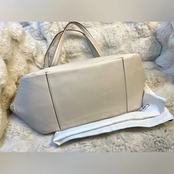 Coach Park Carrie Signature Light Khaki Parchment Beige Leather Weekender Tote - Picture 7 of 12